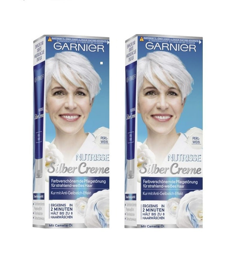ANTI-GRAY CREAM SILVER CARE NUTRISSE 2xPacks White) GARNIER (Pearl –