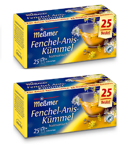 2xPack Meßmer Fennel Anise Caraway Tea Bags - 50 Pcs
