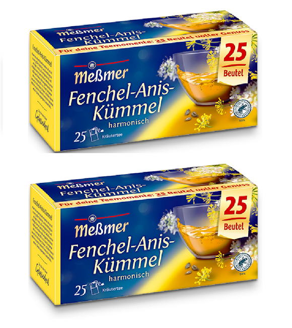 2xPack Meßmer Fennel Anise Caraway Tea Bags - 50 Pcs