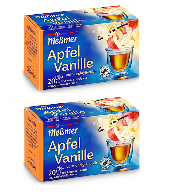 2xPack Meßmer Apple-Vanilla Flavor Tea Bags - 40 Pcs