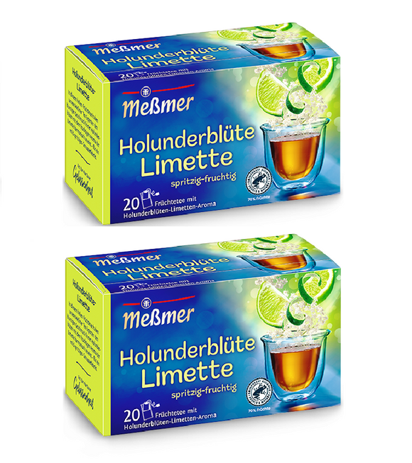 2xPack Meßmer Elderflower Lime Aroma Tea Bags - 40 Pcs