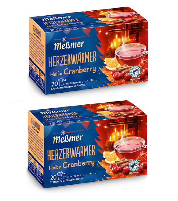 2xPack Meßmer Heartwarmer Fruit Tea with Cranberry Mulled Wine Aroma Tea Bags - 40 Pcs