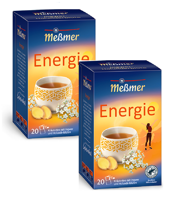 2xPack Meßmer Energy Herbal Tea with Ginger and Elderflower Tea Bags - 40 Pcs