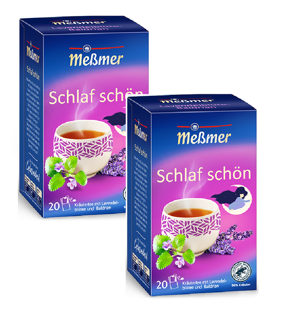2xPack Meßmer Sleep Well Herbal Tea with Lavender Flowers and Valerian Tea Bags - 40 Pcs
