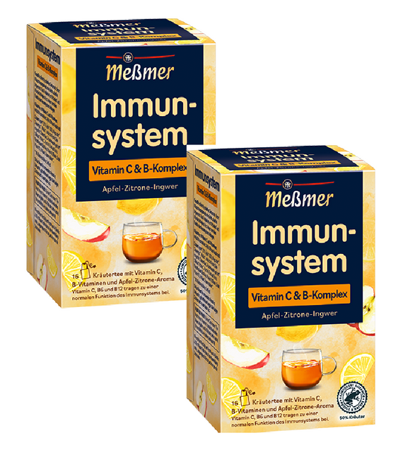 2xPack Meßmer Immune System Herbal Tea with Vitamin C and B flavored, with Apple-Lemons Tea Bags - 32 Pcs