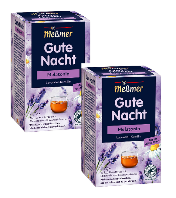 2xPack Meßmer Good Night Herbal Tea with Melatonin and Lavender Aroma Tea Bags - 32 Pcs