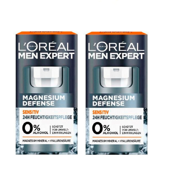 2xPack L'Oréal Men Expert Magnesium Defense Moisturizing Face Cream - 100 ml