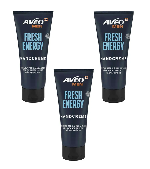 3xPack AVEO MEN Hand Cream Fresh Energy Shea Butter & Allantoin - 300 ml