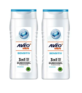 2xPack AVEO MEN Shower Gel Sensitive 3in1  - 600 ml