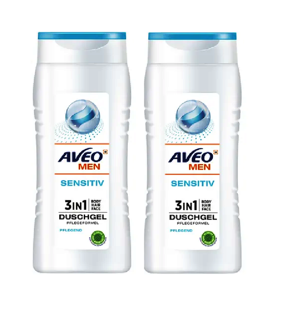 2xPack AVEO MEN Shower Gel Sensitive 3in1  - 600 ml