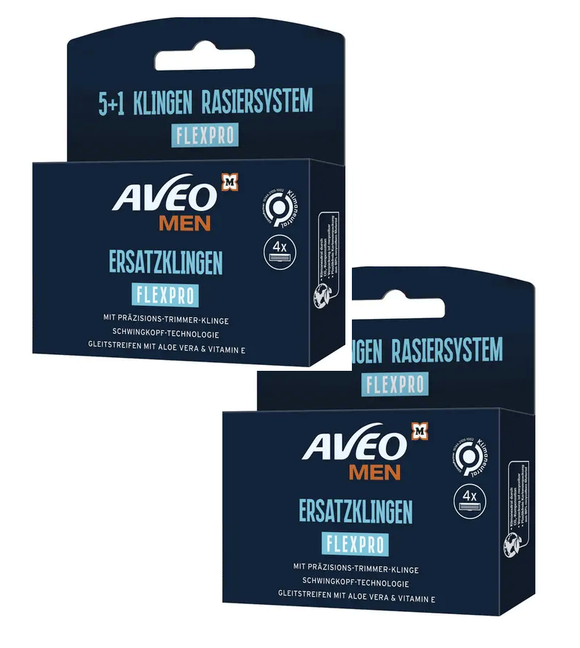 2xPack Aveo MEN Replacement Blades Shaving System FlexPro - 8 Pieces
