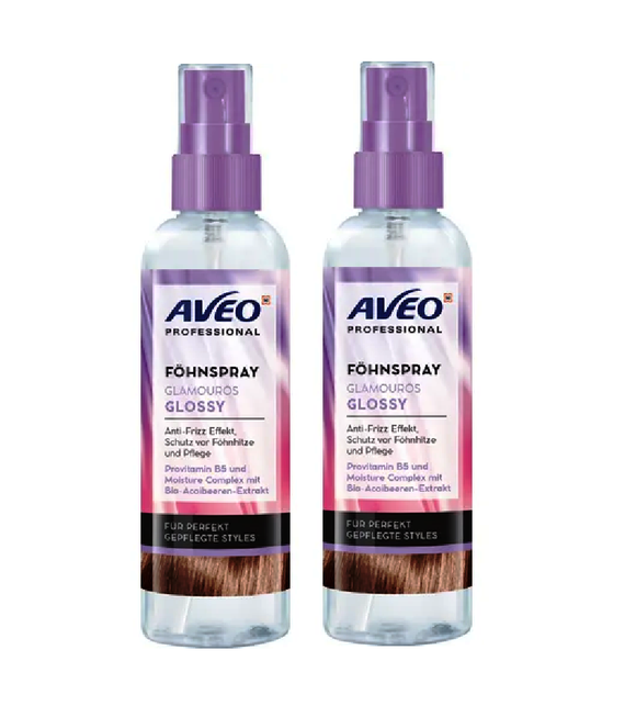 2xPack AVEO Professional Hair Dryer Spray Glamorous Glossy - 400 ml