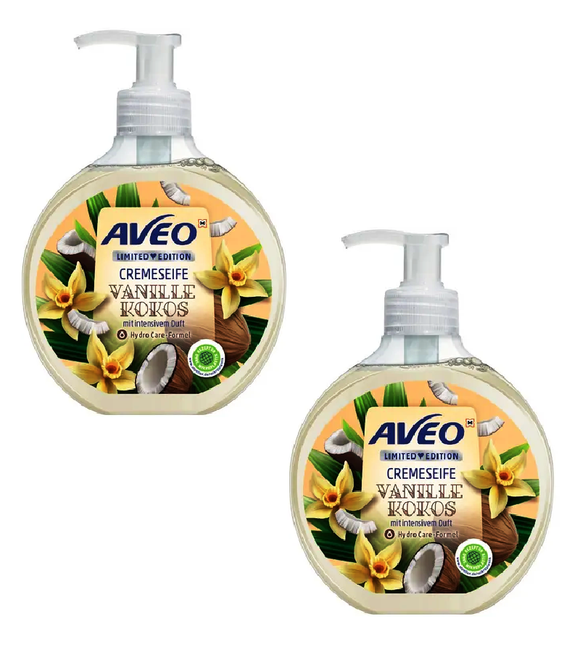 2xPack AVEO Cream Soap Vanilla & Coconut - 1000 ml