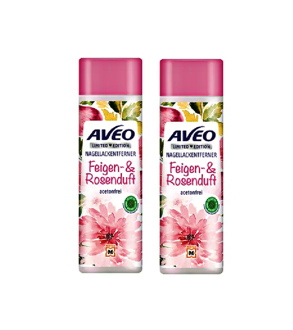 2xPack AVEO  Nail Polish Remover Acetone-free with F1ig and Rose Scent - 400 ml