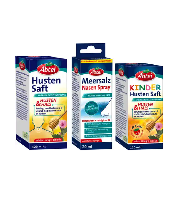 ABTEI Family Value Pack Cough Syrup for Adults and Kids + Sea Salt Nasal Spray
