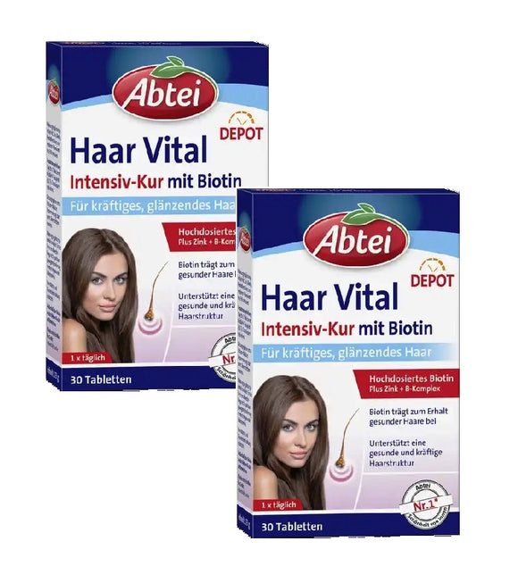 2xPacks ABTEI Hair Vital Beauty Cure Depot Tablets with Zinc Biotin - 60 Tablets