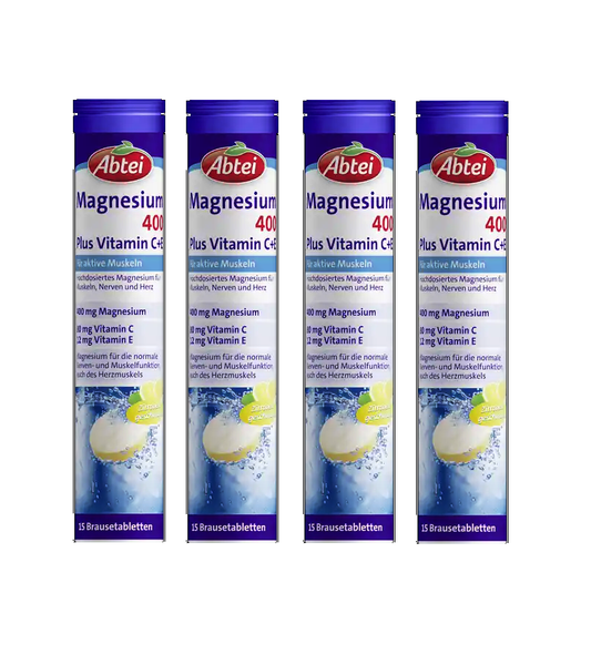 Abtei Magnesium 400 Plus Brausetabletten – Hochdosiert Für Muskeln Und Nerven, Mit Vitaminen
