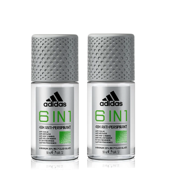 2xPack Adidas Cool & Dry 6 in 1 Deodorant Roll On - 100 ml