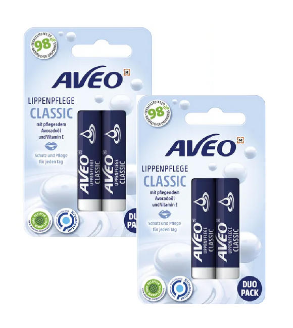 4xPack AVEO Classic Avocado Oil & Vitamin E Lip Care Balm - 19.2 g