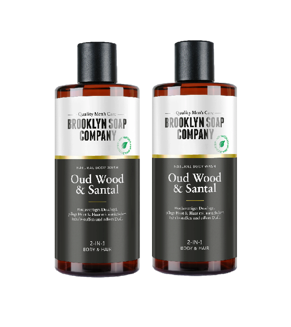 2xPack Brooklyn Soap Company Oud Wood & Santal  Body Wash Shower Gel - 600 ml
