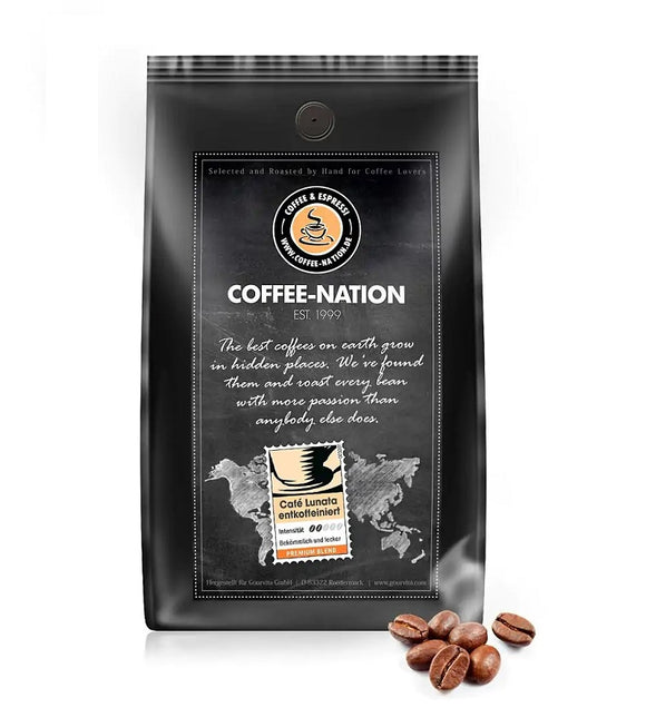 Coffee-Nation CAFÉ LUNATA DECAFFEINATED - Coffee Beans or Ground - 500 to 1000 g
