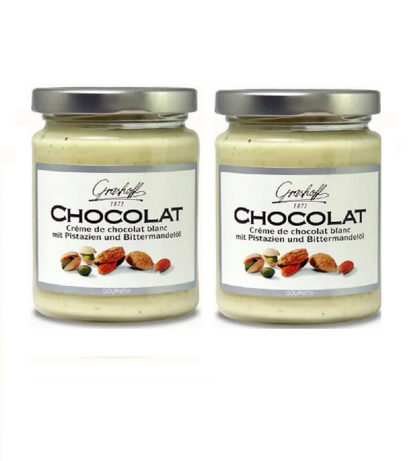 2xPack Grashoff White Chocolate with Pistachios & Bitter Almond Flavor Spread - 500 g