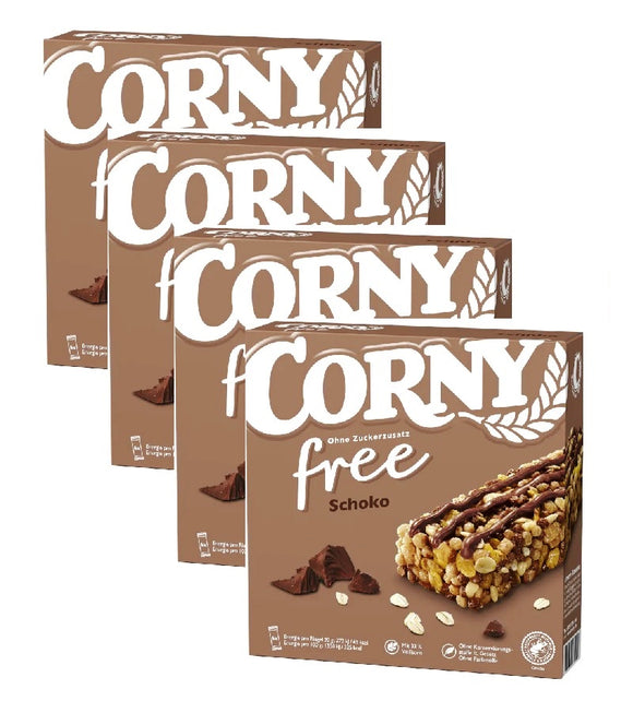 4xPack CORNY Muesli Bar FREE - Sugar Free Chocolate - 24 Pieces