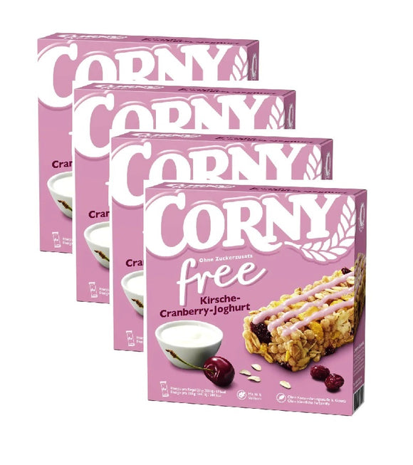 4xPack CORNY Muesli Bar FREE - Sugar Free Cherry Cranberry Yoghurt - 24 Pieces