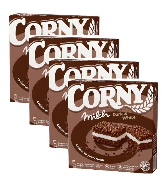 4xPack CORNY Cereal Bar FREE - Sugar Free MILK Dark & White - 16 Pieces