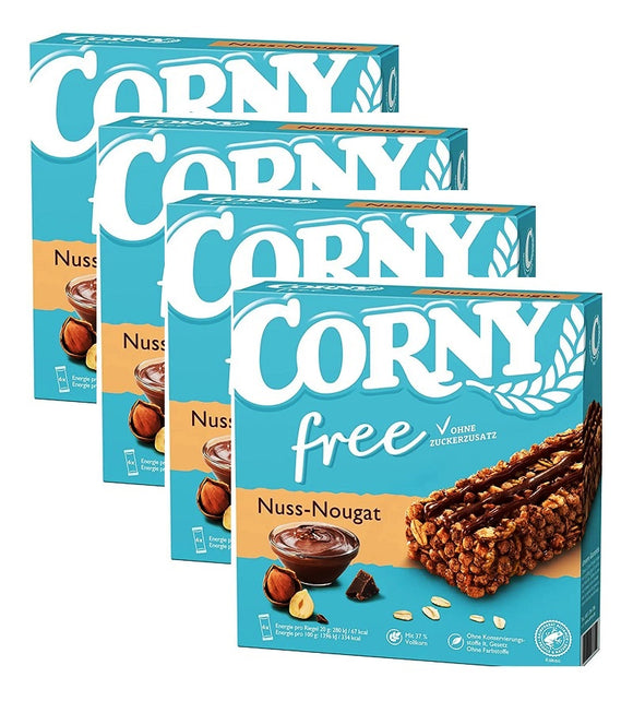 4xPack CORNY Museli Bar FREE - Sugar Free Nut Nougat - 24 Pieces