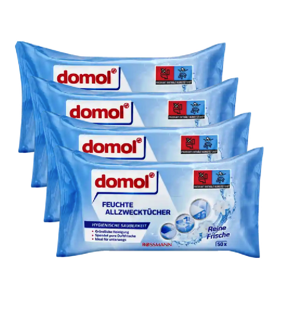 4xPack Domol Moist All-Purpose Wipes Pure Freshness - 200 Pcs