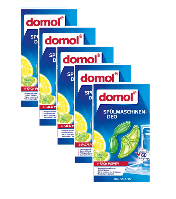 5xPack Domol Dishwasher Deodorant Citrus Mix - 40 ml