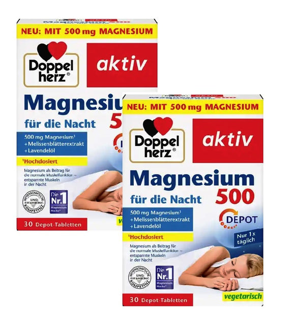 2xPack Doppelherz Active Magnesium 500 for the Night - 60 Tablets