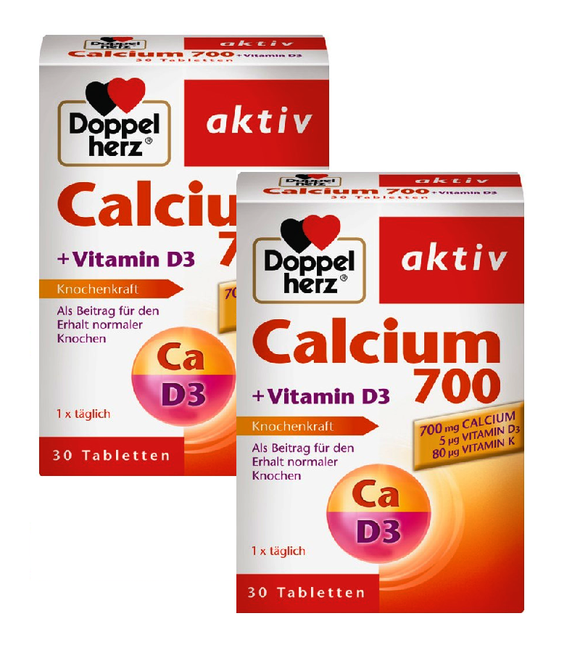 2xPack Doppelherz Calcium 700+Vitamin D3 Tablets - 60 Pieces