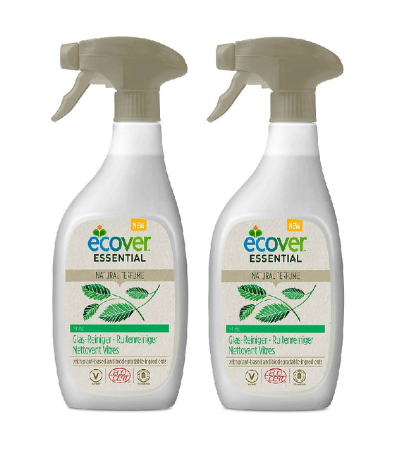 2xPack Ecover ESSENTIAL GLASS CLEANER SPRAY - 1.0 L