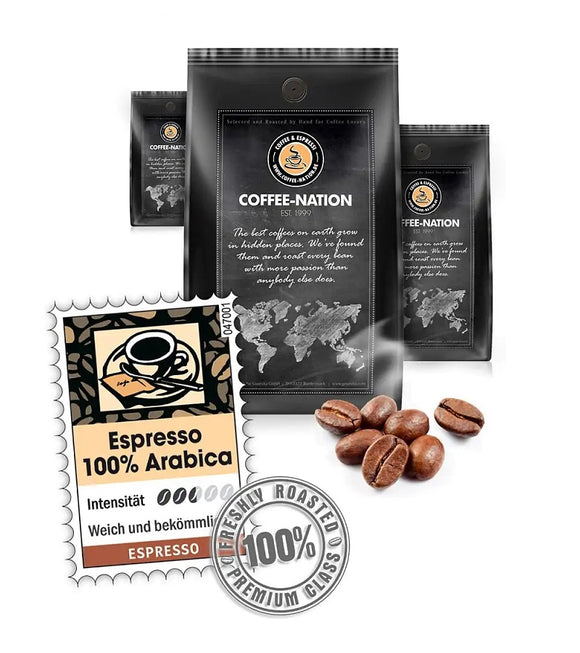 Coffee-Nation ESPRESSO 100% Arabica - Coffee Beans or Ground - 500 to 1000 g