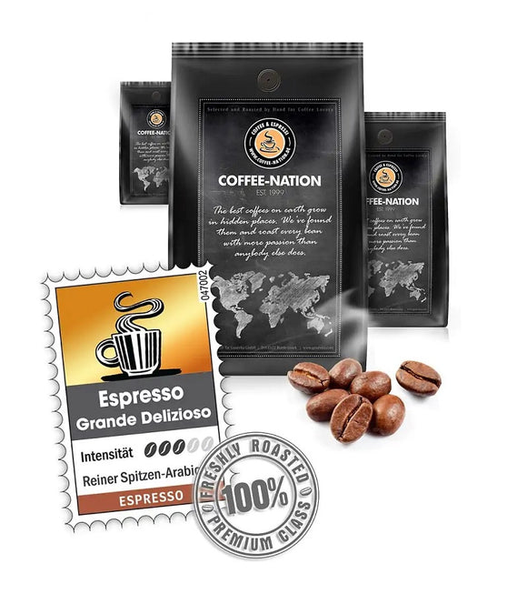 Coffee-Nation ESPRESSO GRANDE DELIZOSO - Coffee Beans or Ground - 500 to 1000 g