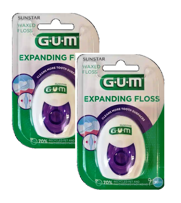 2xPack GUM EXPANDING Dental Floss Lightly Waxed, Fluffy - 60 m