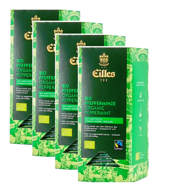 4xPack Eilles Tea BIO & FAIRTRADE PFEFFERMINT Tea Bags - 100 Bags