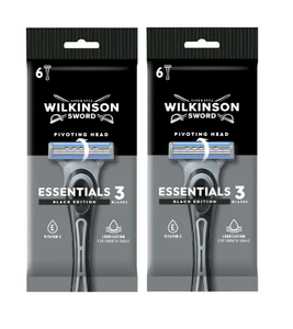 2xPack WILKINSON Sword Essentials 3 Black Edition Disposable Razors - 12 Pcs