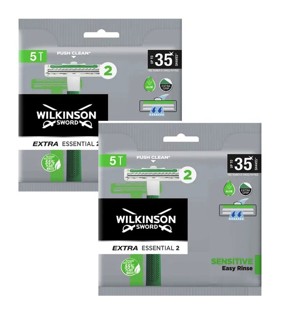 2xPack WILKINSON Sword Extra Essentials 2 Sensitives Disposable Razor Blades - 14 Pcs