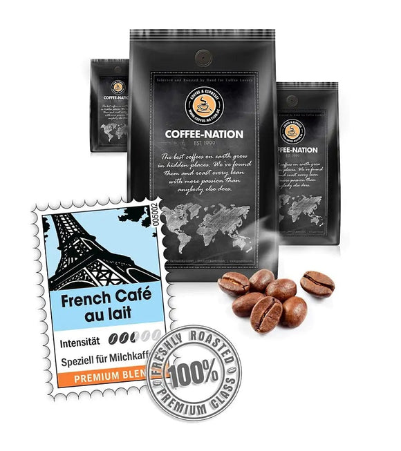 Coffee-Nation FRENCH CAFÉ AU LAIT - Coffee Beans or Ground - 500 to 1000 g