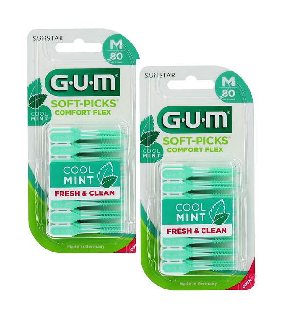 2xPack GUM® SOFT PICKS COMFORT FLEX MINT Interdental Cleanser Medium - 160 Pcs