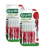 2xPack GUM TRAV-LER® Interdental Brush Candle 0.8 mm Red - 12 Pcs