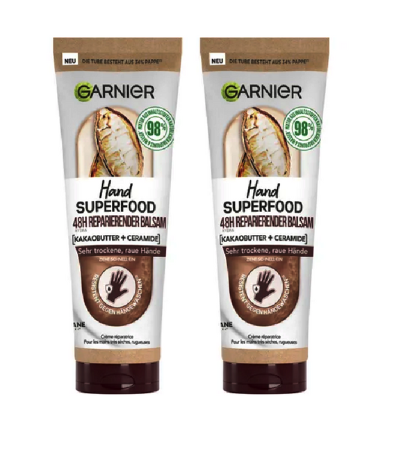 2xPack Garnier Superfood Cocoa Hand Cream  - 150 ml