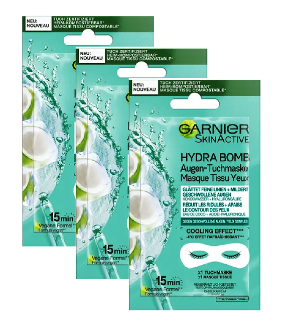 3xPack Garnier Hydra Bomb Eye Sheet Mask Coconut
