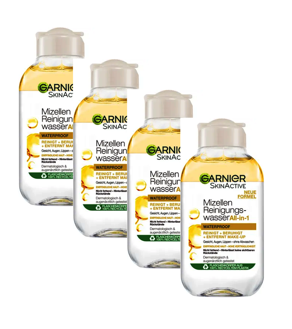 4xPack Garnier Skin Active Micellar Mini Cleansing Water All In 1 - 400 ml