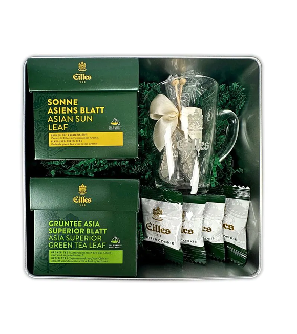 Eilles GREEN Tea Diamonds, Butter Cookes,Candy and Tea Glass Gift Set