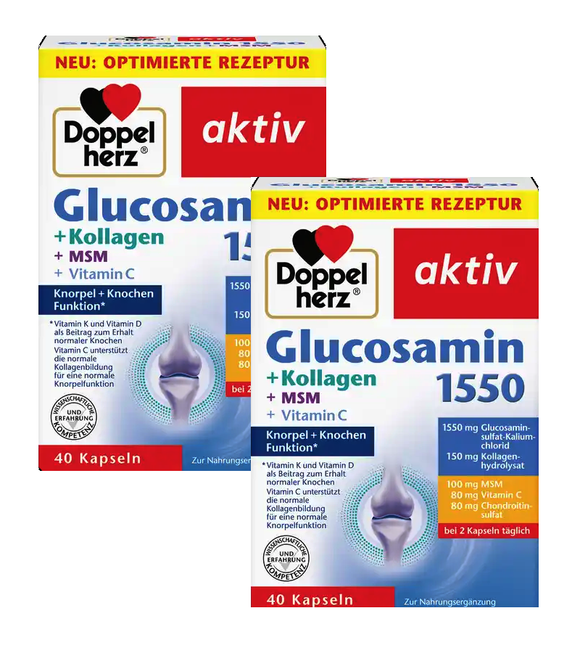 2xPack Doppelherz Glucosamine 1550 + Collagen + MSM + Vitamin C - 80 Pcs