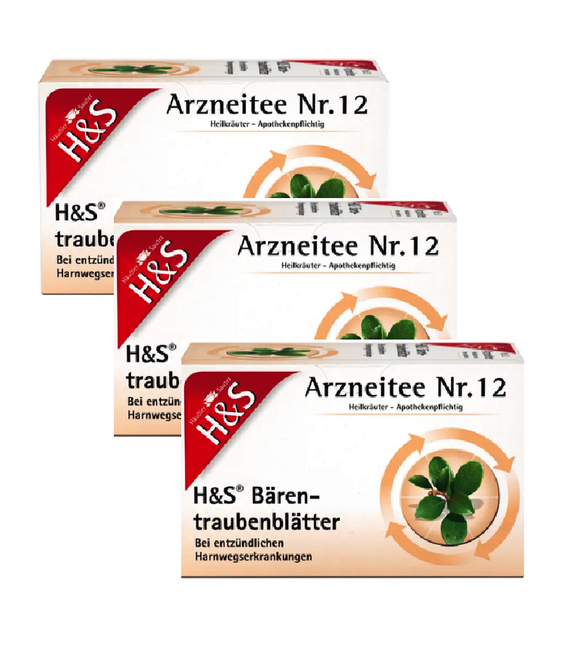 3xPack H&S Bearberry Leaves Herbal Tea No. 12 - 162 g